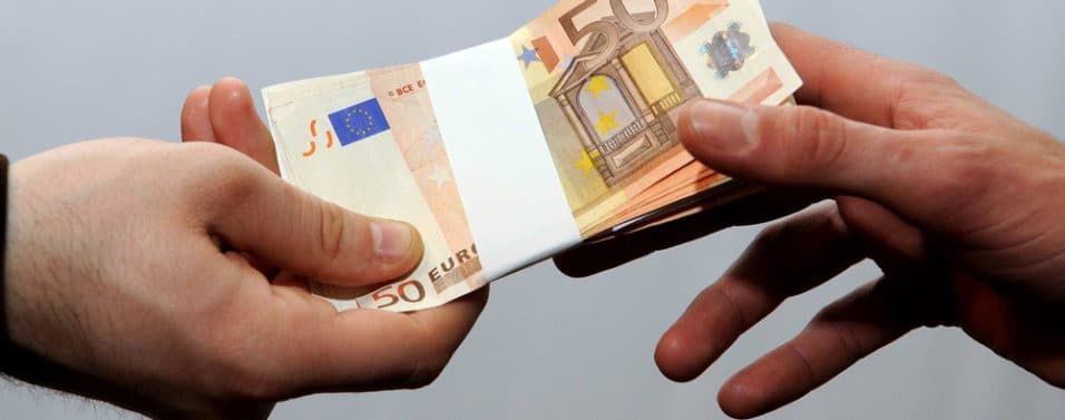 handing over euros