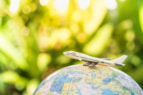 Plane on a globe
