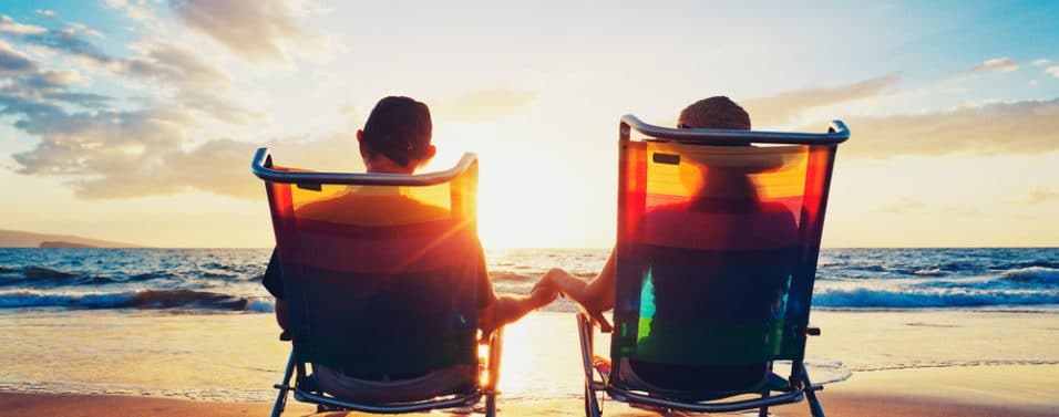 Deck chairs on beach
