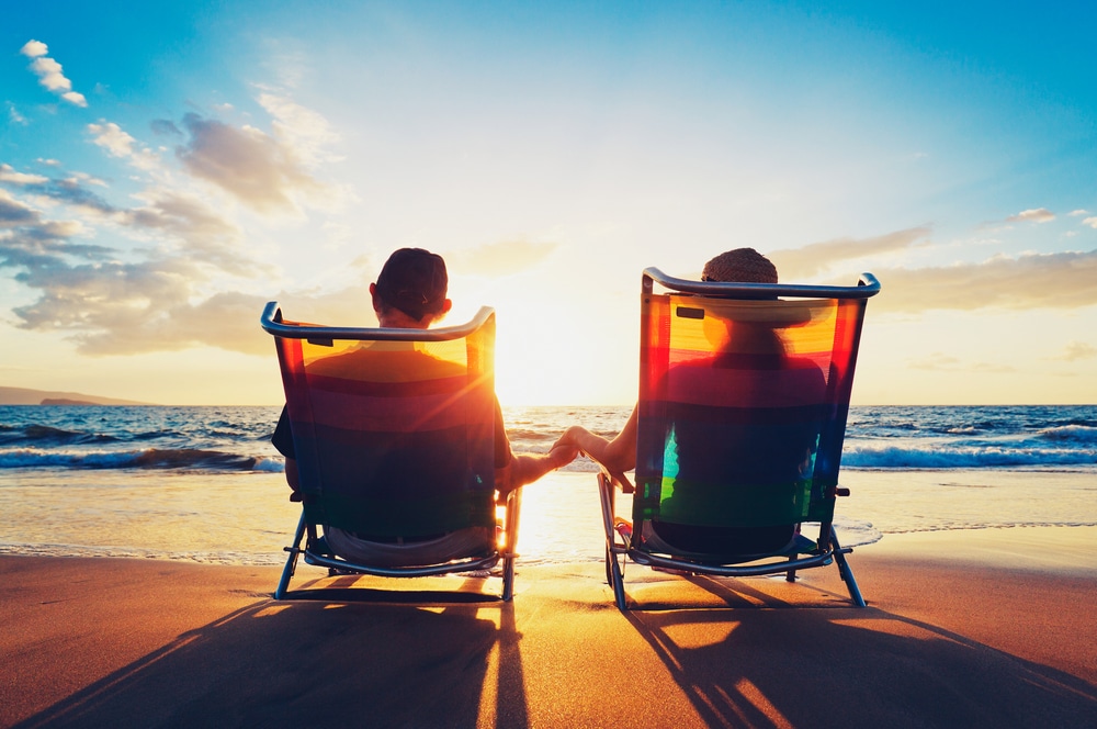 Deck chairs on beach