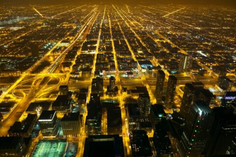 Nighttime city lights
