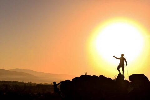 mountain climbing sunrise