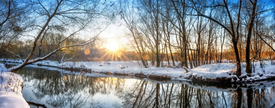 Winter snow river