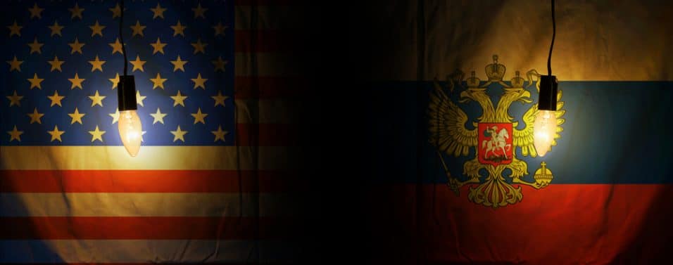 American and Russian flag
