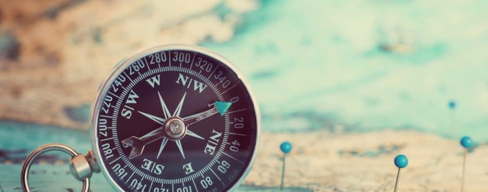 Compass on map