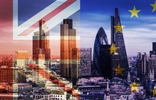 the city brexit flags