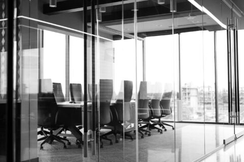 greyscale boardroom