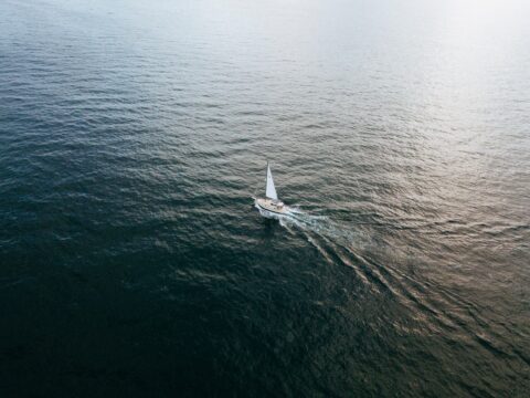 Sailboat middle of water