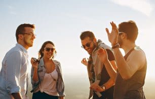 Group of people, golden hour light