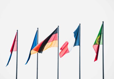 Row of multi national flags