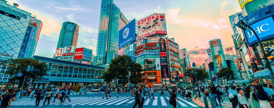 Japan busy streets dusk