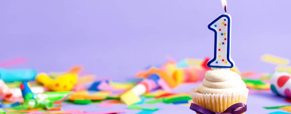 First birthday celebration theme with cupcake candle