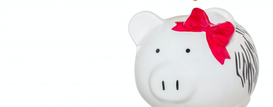 piggy bank with pink bow