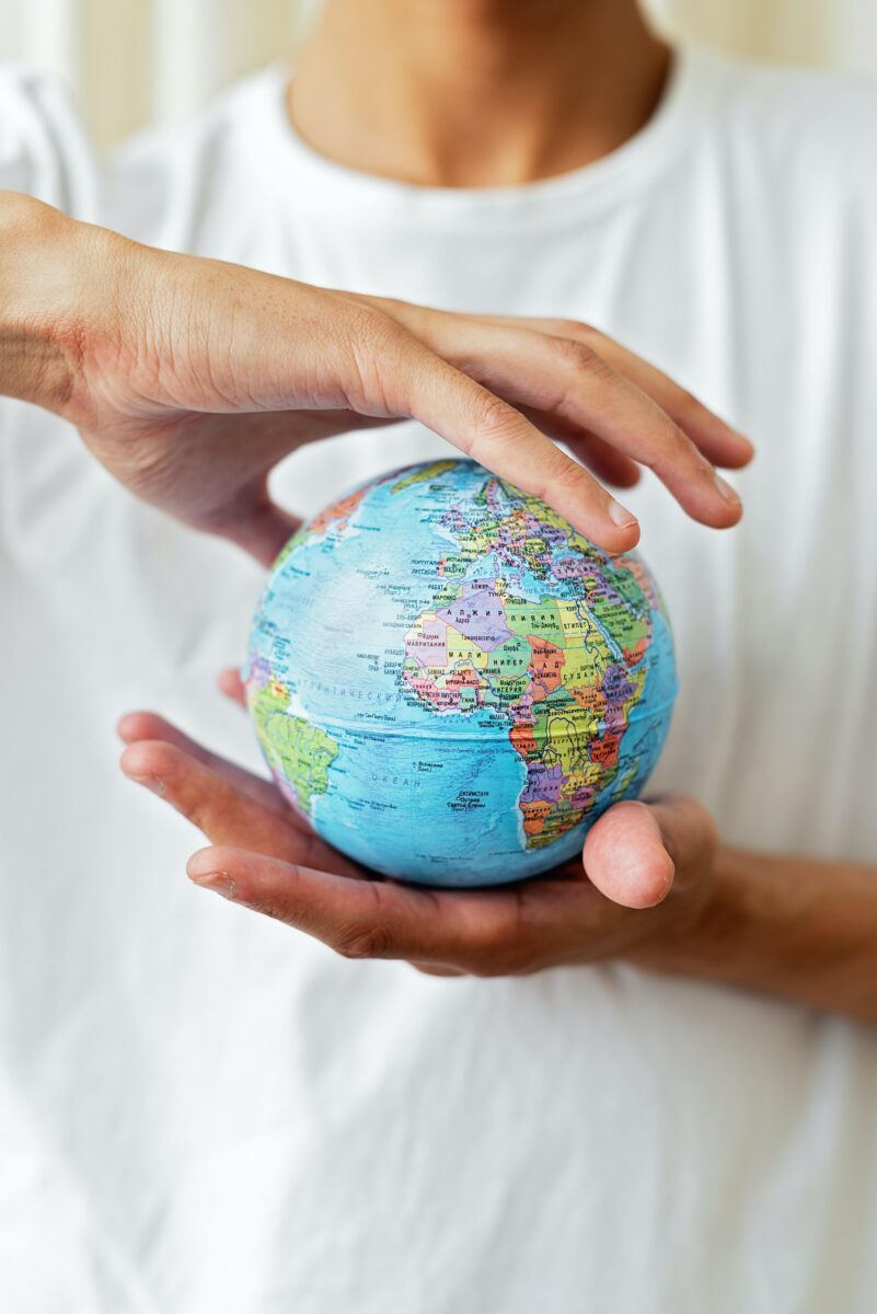 a globe being actively held