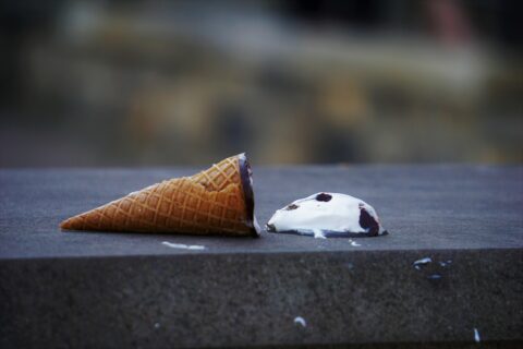 a mistake led to the ice cream falling off the cone