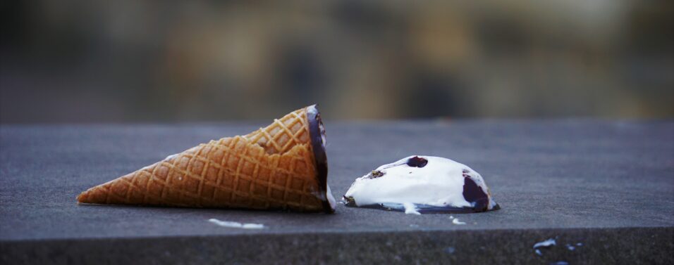 a mistake led to the ice cream falling off the cone