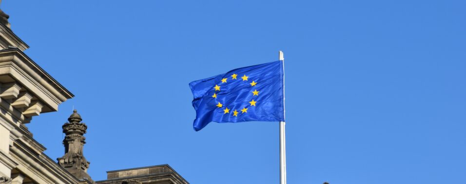 the European flag on top of a building
