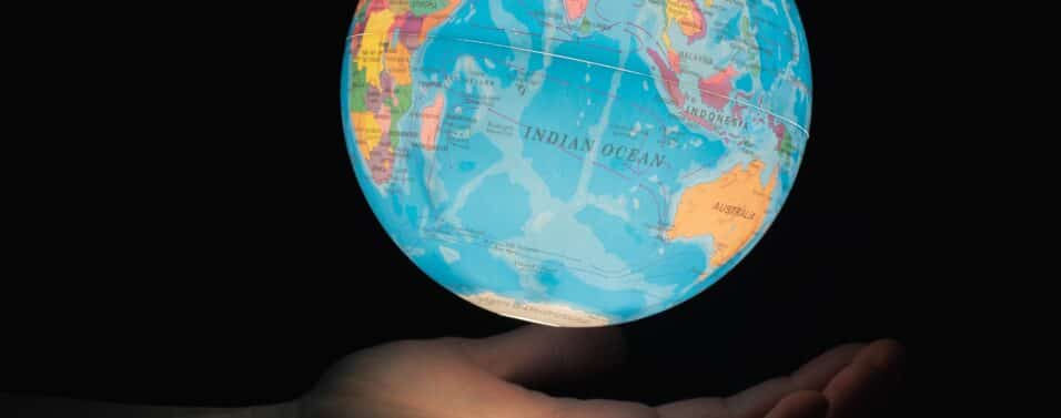 an illuminated globe of the world