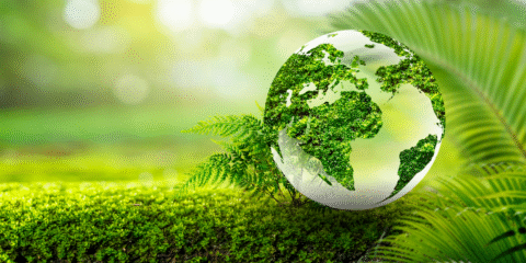 a green earth in a forest